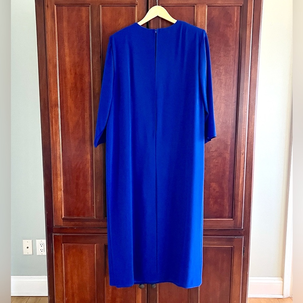 After Dark Vintage Long Sleeve Maxi Cape Dress, Royal Blue with Lace Detail 18WP - Picture 3 of 16
